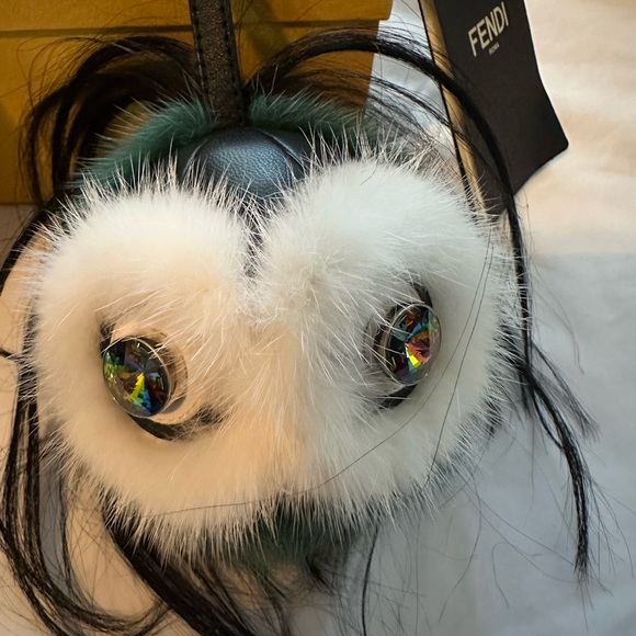 Fendi Black and White Fur Bag Charm - Picture 2 of 9